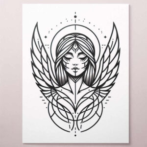 angel tattoo design ideas decorative flourishes heavenly shield for nape