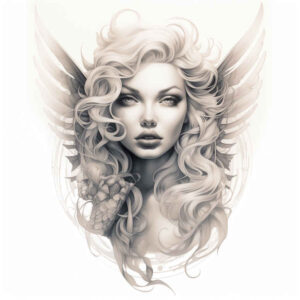 angel tattoo design ideas vivid gradients holy aura for back of neck