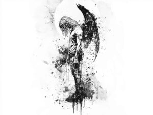 angel tattoo design ideas Surrealism phantom holy aura for collarbone
