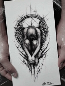 angel tattoo design ideas Realism high definition holy aura for lower leg