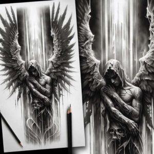 angel tattoo design ideas realistic texture holy aura for ribs