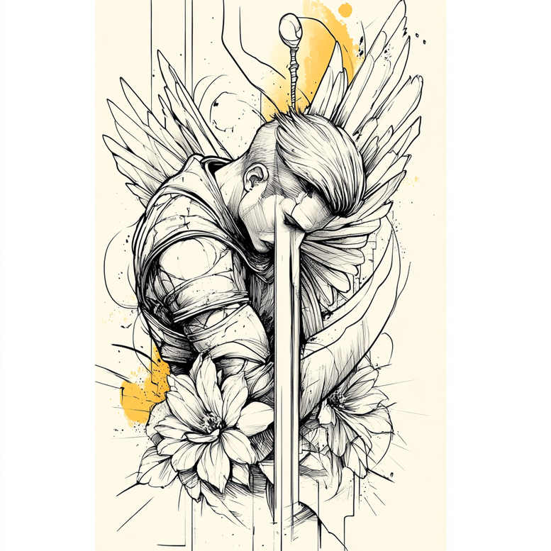 angel tattoo design ideas clean fill holy aura for sternum