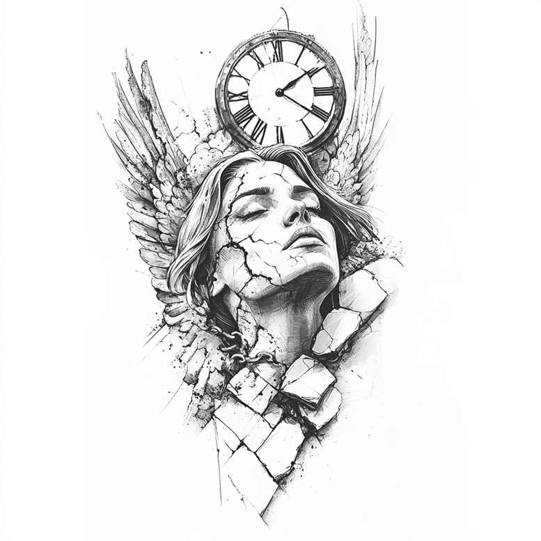 angel tattoo design ideas Realism soft focus holy aura for upper shoulder