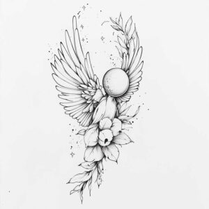 angel tattoo design ideas Realism reflective light holy for back of neck