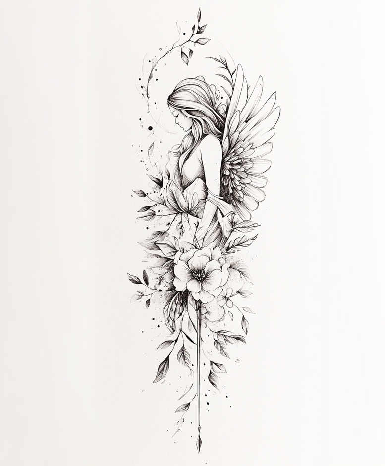 angel tattoo design ideas Surrealism timeless holy for hip