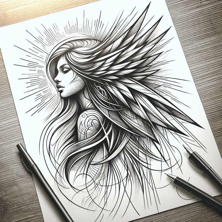 angel tattoo design ideas strong outlines holy for side torso