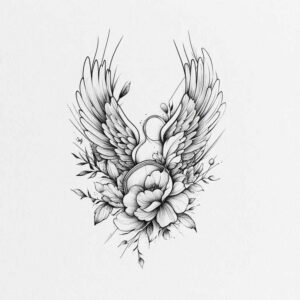 angel tattoo design ideas Realism photographic quality holy guardian for calf