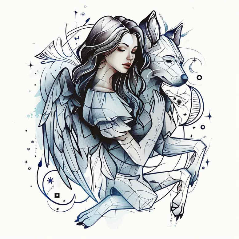 angel tattoo design ideas Surrealism fragmentation holy guardian for elbow
