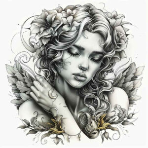 angel tattoo design ideas Surrealism dreamscape holy guardian for hip