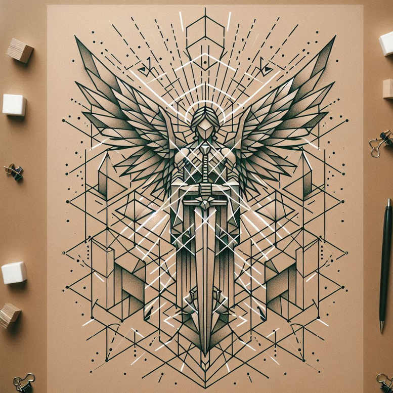 angel tattoo design ideas refined lines holy guardian for side