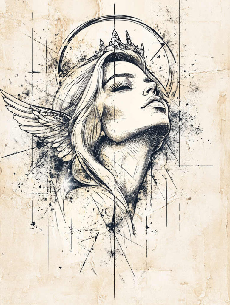 angel tattoo design ideas color saturation holy light for back shoulder