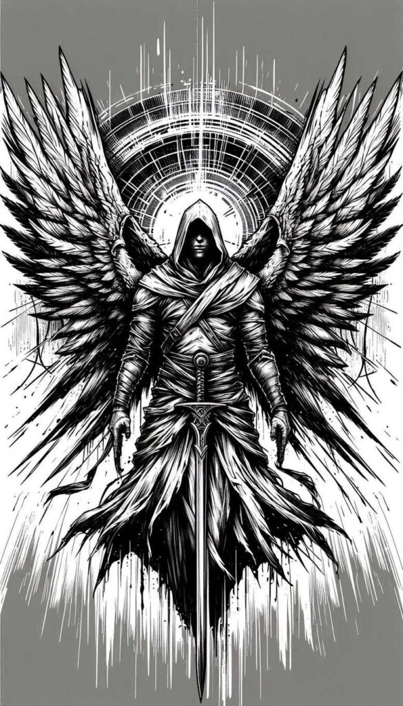 angel tattoo design ideas Surrealism morphic holy light for triceps