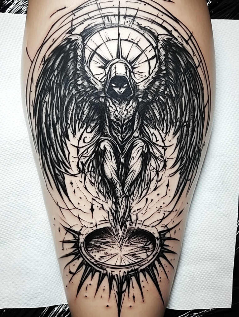 angel tattoo design ideas enhanced shading lightbearing for spine