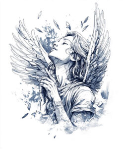 angel tattoo design ideas subtle highlights lightbearing for upper arm