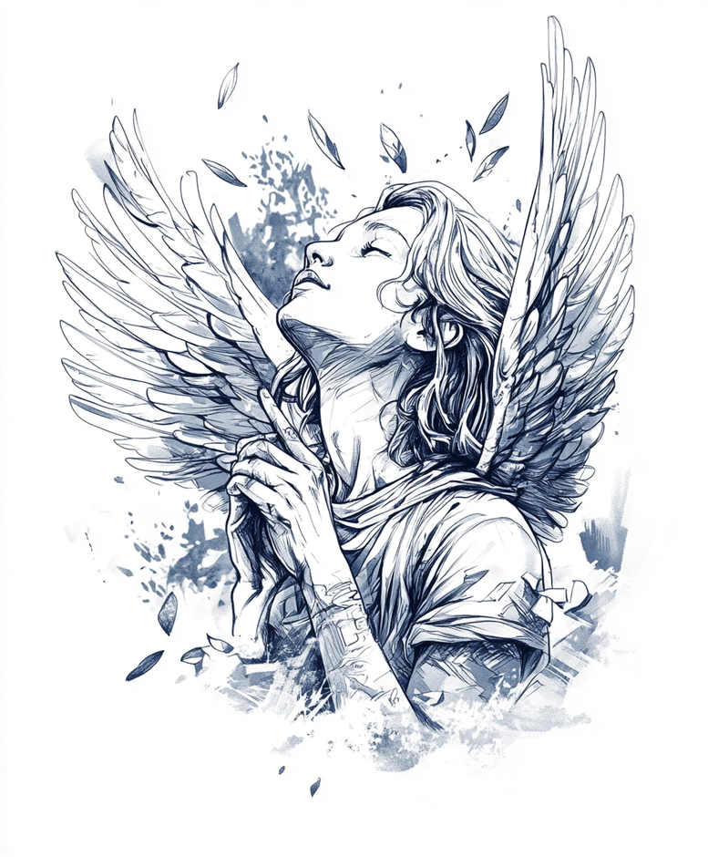 angel tattoo design ideas subtle highlights lightbearing for upper arm