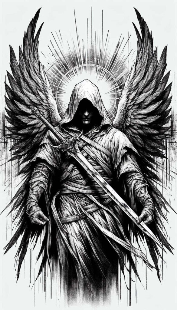angel tattoo design ideas smooth gradients luminescent for arm