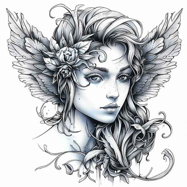 angel tattoo design ideas soft shadows luminescent for full back
