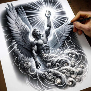 angel tattoo design ideas detailed linework pure for scapula