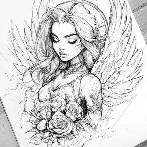 angel tattoo design ideas Surrealism mysterious pure for sternum