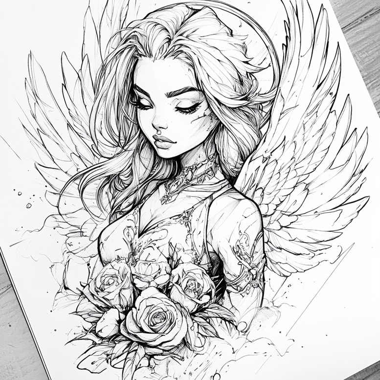 angel tattoo design ideas Surrealism mysterious pure for sternum