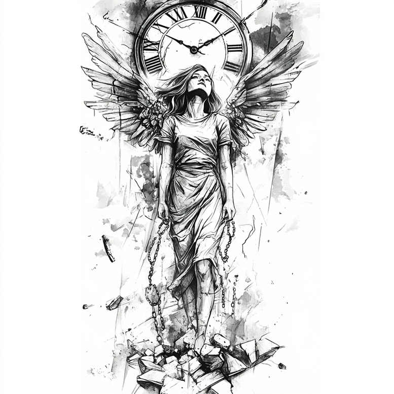 angel tattoo design ideas layered fill pure for thigh