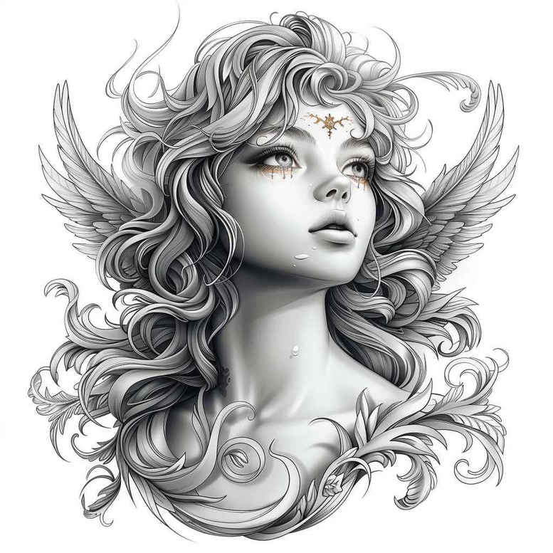 angel tattoo design ideas detailed textures radiant for abdomen