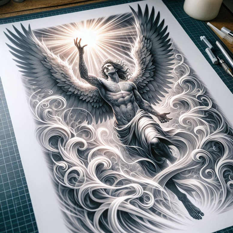 angel tattoo design ideas Realism digital realism radiant for heel