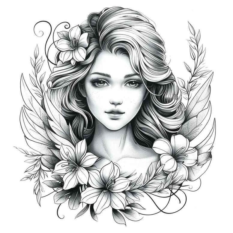 angel tattoo design ideas Realism photographic quality radiant for side