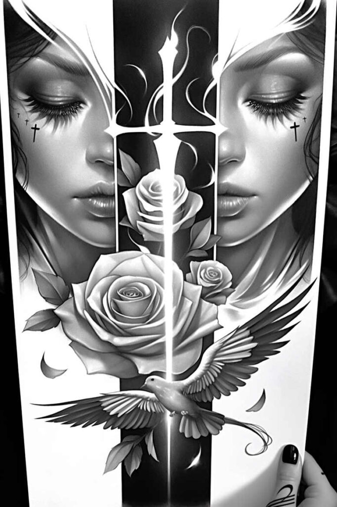 angel tattoo design ideas Surrealism altered reality radiant for upper back