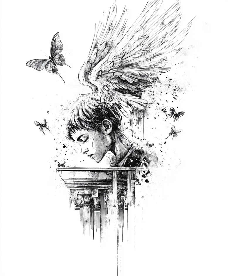 angel tattoo design ideas volume effect radiant wings for chest