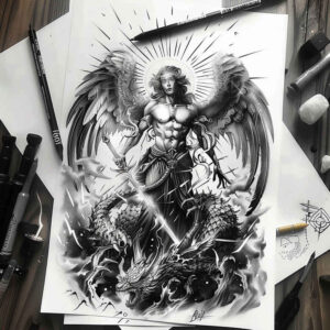 angel tattoo design ideas accent shading radiant wings for forearm