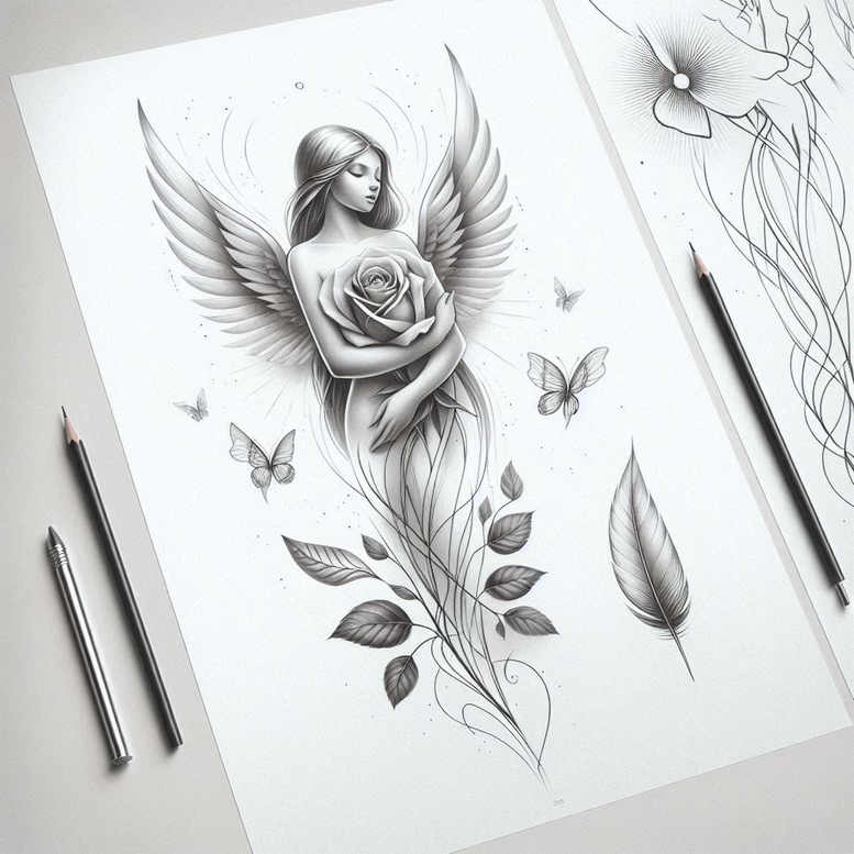 angel tattoo design ideas artistic flair radiant wings for heel