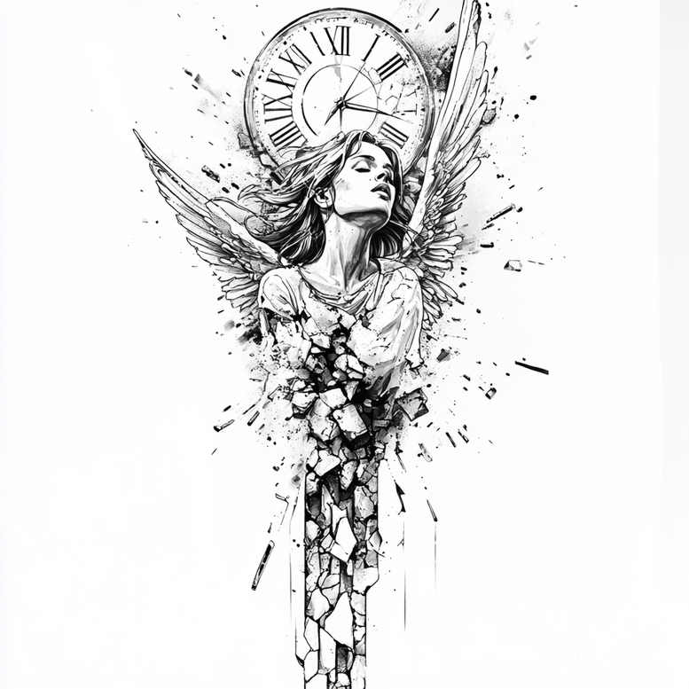 angel tattoo design ideas Surrealism psychological depth radiant wings for inner arm