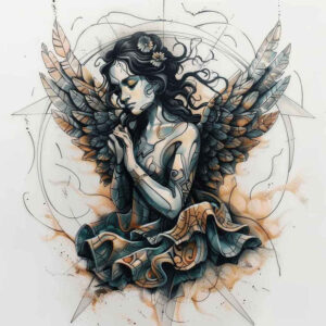 angel tattoo design ideas contoured forms radiant wings for ribs