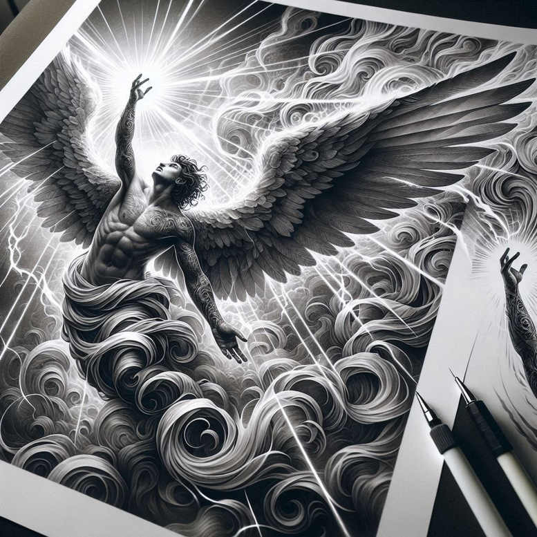 angel tattoo design ideas smooth complexion sacred for knee