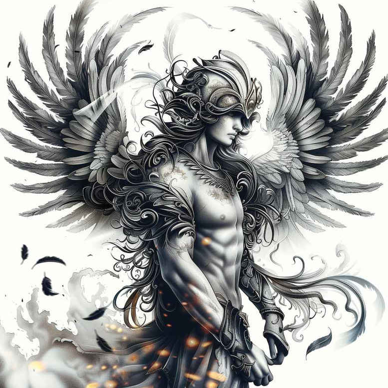 angel tattoo design ideas color saturation sacred for upper back