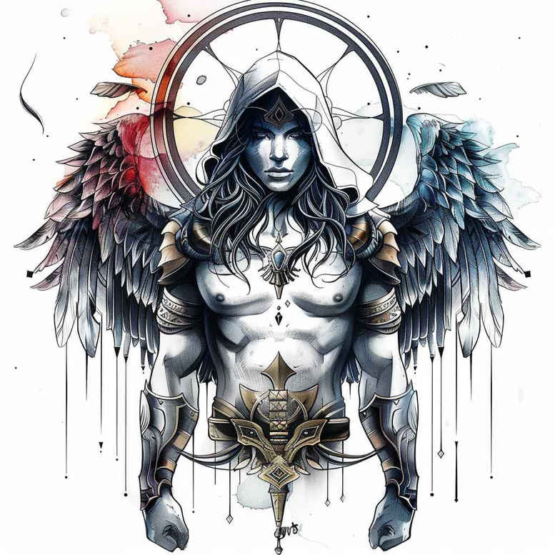 angel tattoo design ideas intricate shading seraphic for spine
