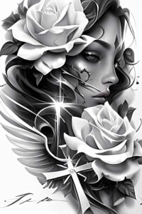 angel tattoo design ideas detailed linework seraphic for temple