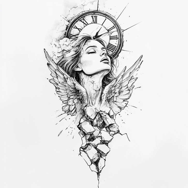 angel tattoo design ideas Realism seamless blend seraphic glow for hand