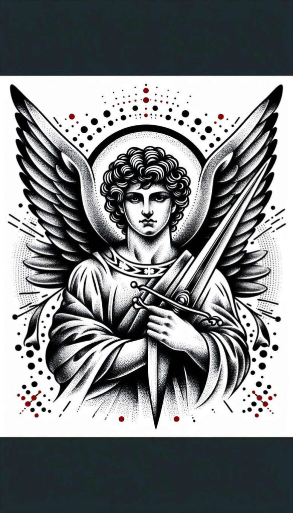 angel tattoo design ideas Surrealism hyperreal seraphic glow for lower arm