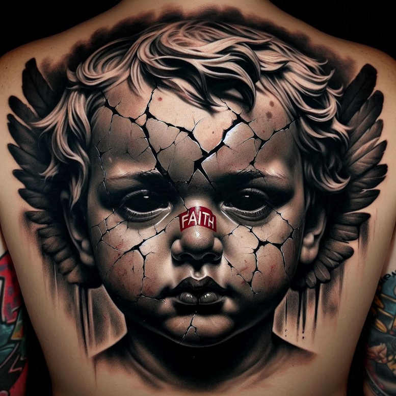 angel tattoo design ideas vibrant palette seraphic glow for shin