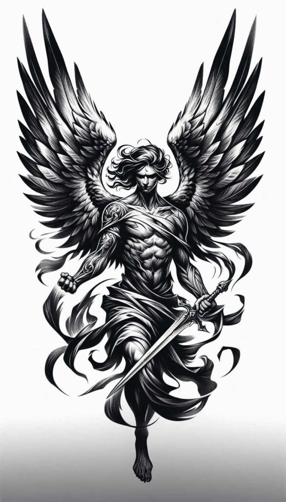 angel tattoo design ideas Surrealism phantom seraphic glow for triceps