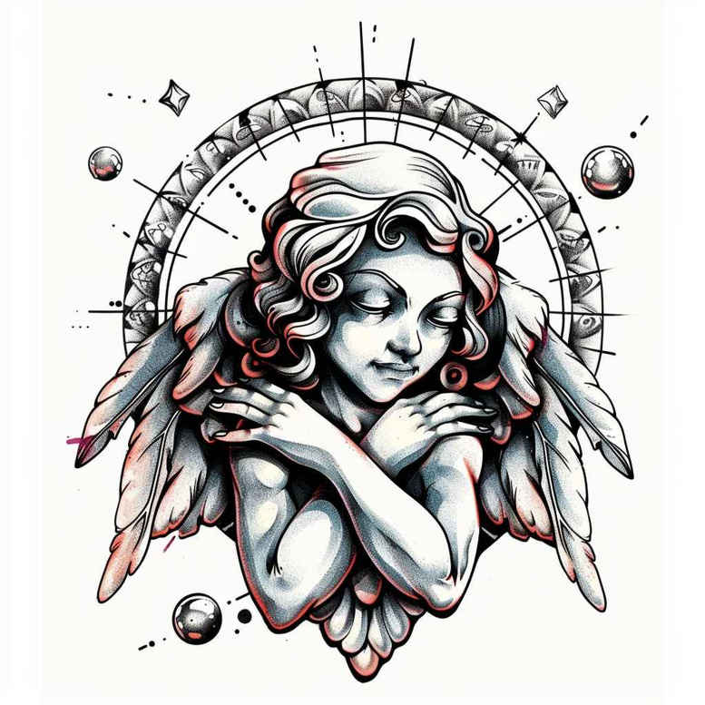 angel tattoo design ideas Surrealism juxtaposition seraphic glow for wrist side