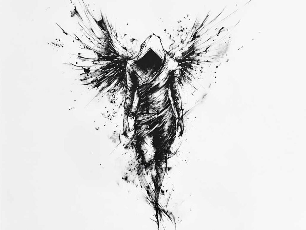 angel tattoo design ideas Surrealism bizarre seraphic presence for palm