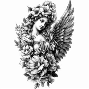 angel tattoo design ideas strong outlines seraphim for hand
