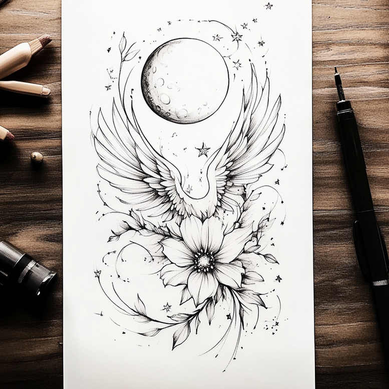 angel tattoo design ideas vivid detail seraphim for knee