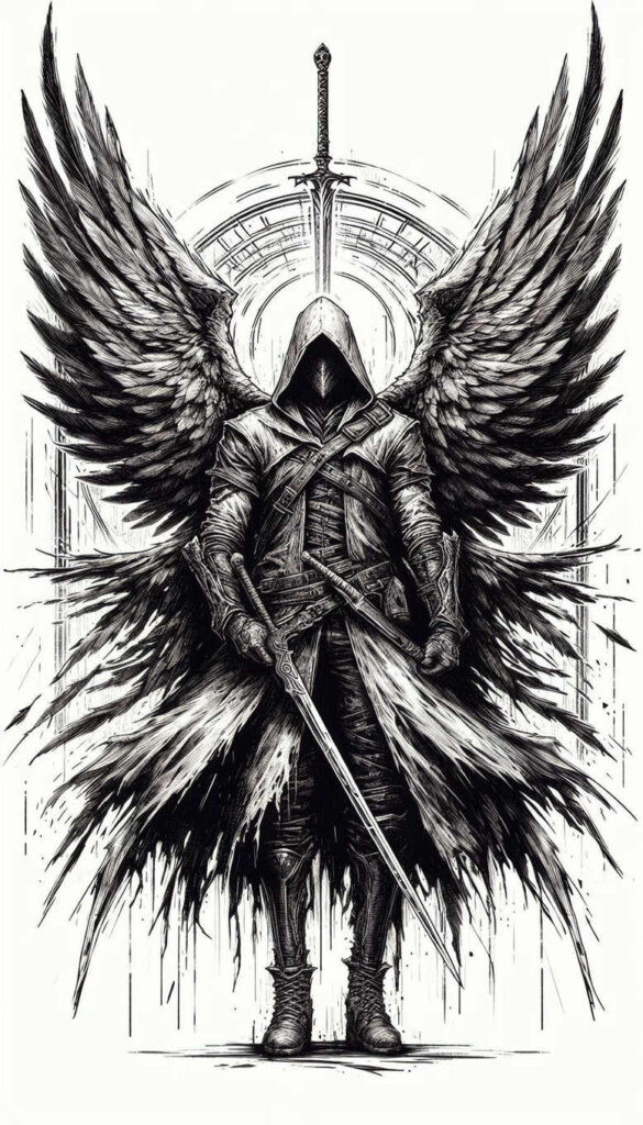 angel tattoo design ideas Realism realistic dimension seraphim for shoulder
