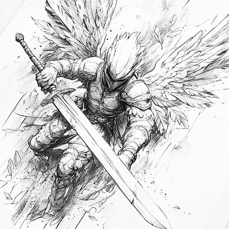angel tattoo design ideas textured shading seraphim for triceps