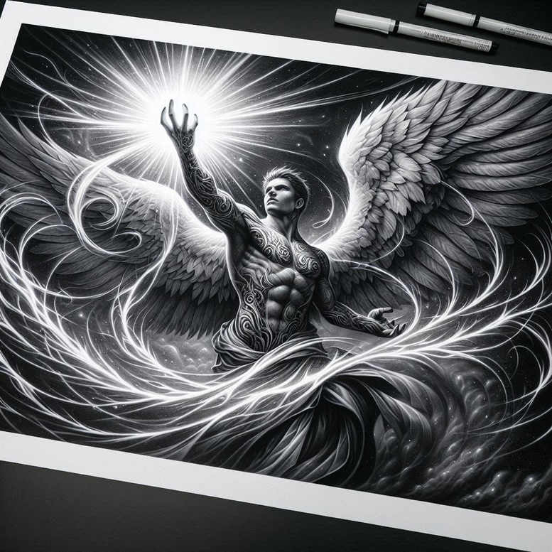 angel tattoo design ideas Realism detail accuracy spiritual blessing for biceps