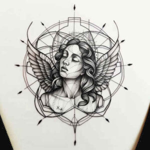 angel tattoo design ideas Realism reflective light spiritual blessing for spine